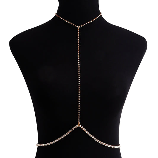 Minimalist Punk Rhinestone Cable Chain Body Chain for Women