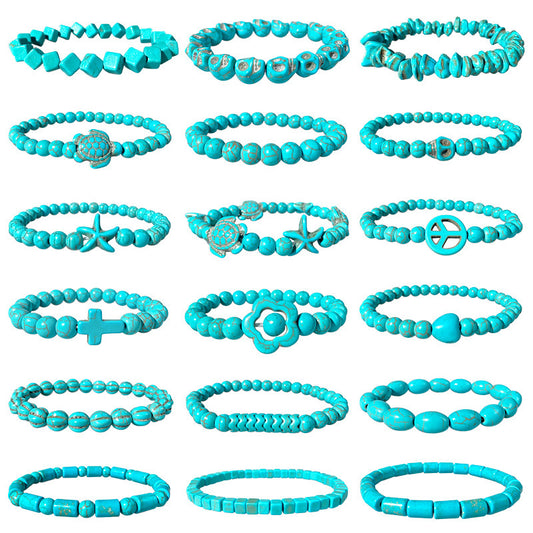 Bohemian Geometric Natural Turquoise Beaded Bracelet Unisex