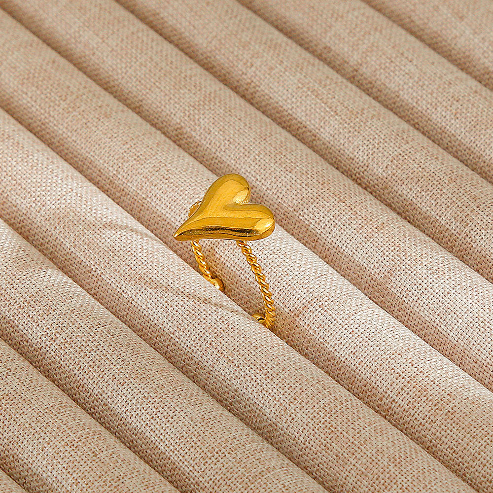 Minimalist Geometric Flower-Shaped Titanium Steel Ring with Plating Finish for Women, Adjustable Open Band Fashion Ring