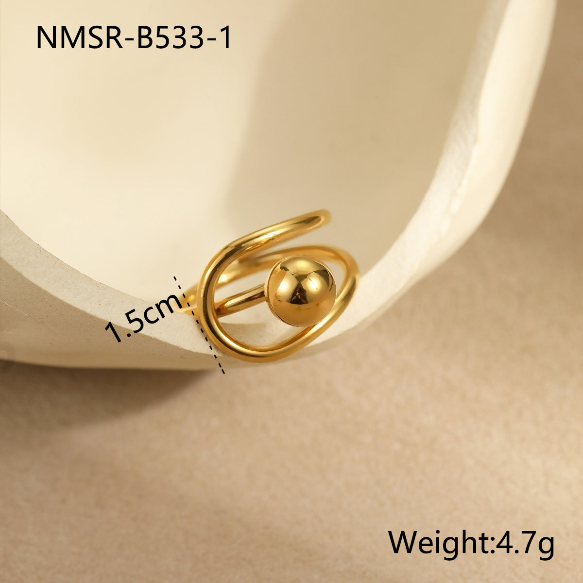 Anello Minimalista Geometrico in Acciaio Inossidabile da Donna con Design a Sfere Intrecciate, Anello alla Moda Elettroplaccato per Ufficio e Uso Quotidiano