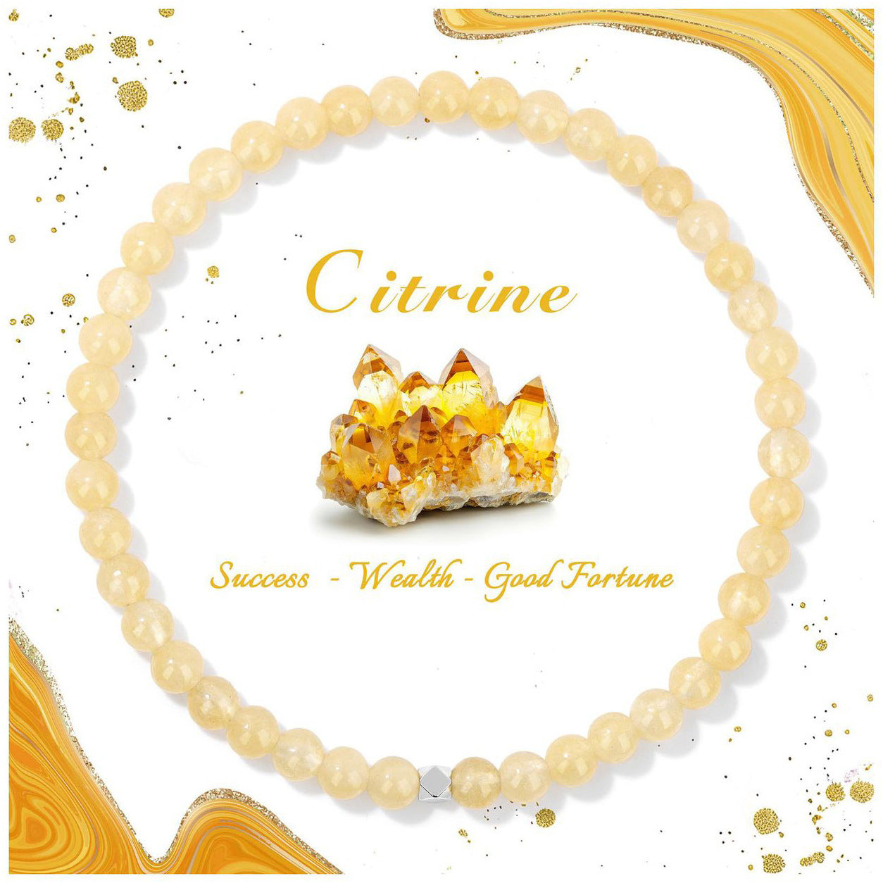 Minimalist Natural Crystal Agate Square Bead Stretch Bracelet for Women
