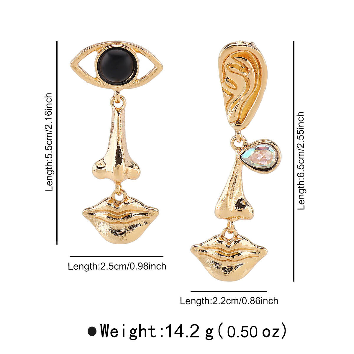 Pendientes asimétricos geométricos estilo vintage con pedrería y perlas de imitación, pendientes largos colgantes de aleación chapada para mujer