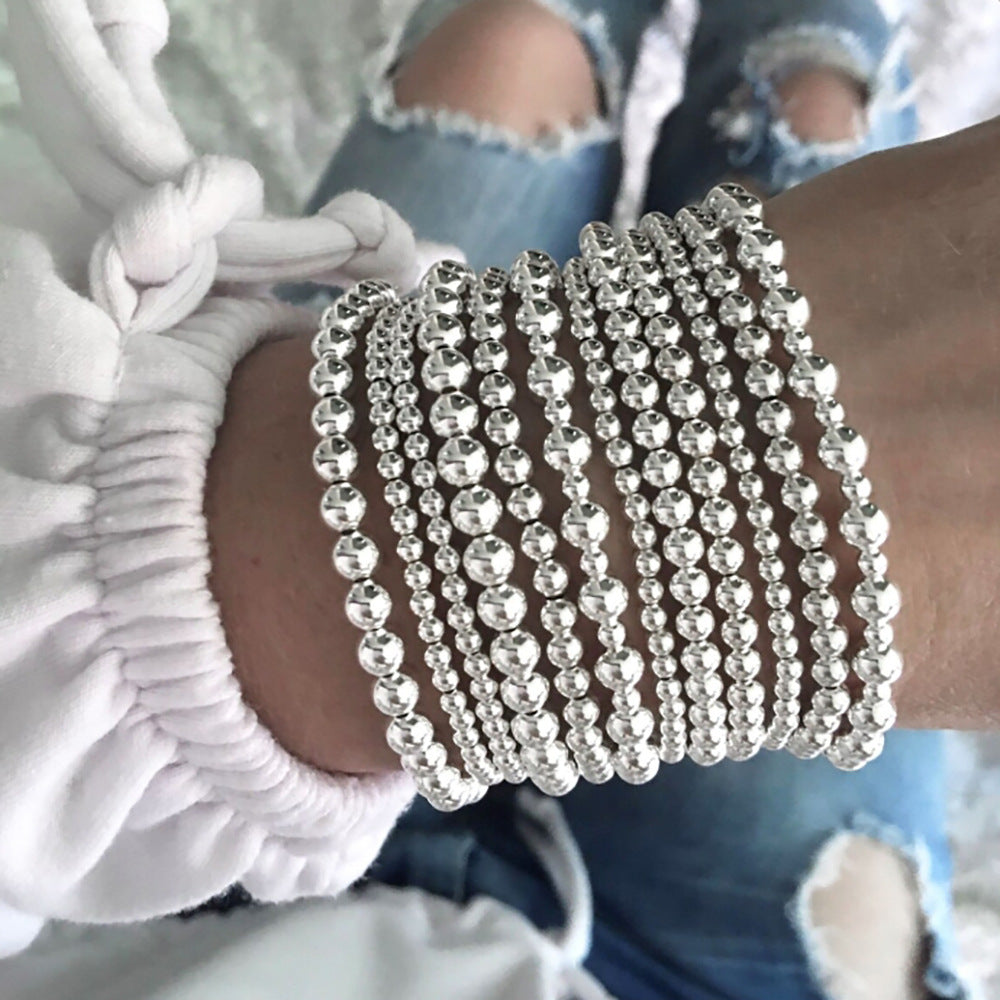 Minimalist Geometric Round Acrylic Beaded Stretch Bracelet Set