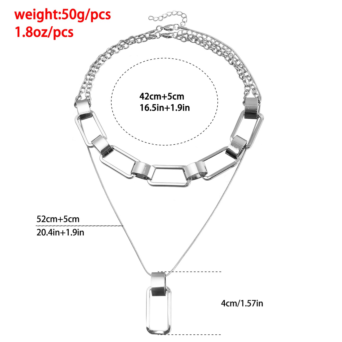 Geometric Hollow-Out Two-Tier Pendant Necklace for Women in Alloy with Plated Finish