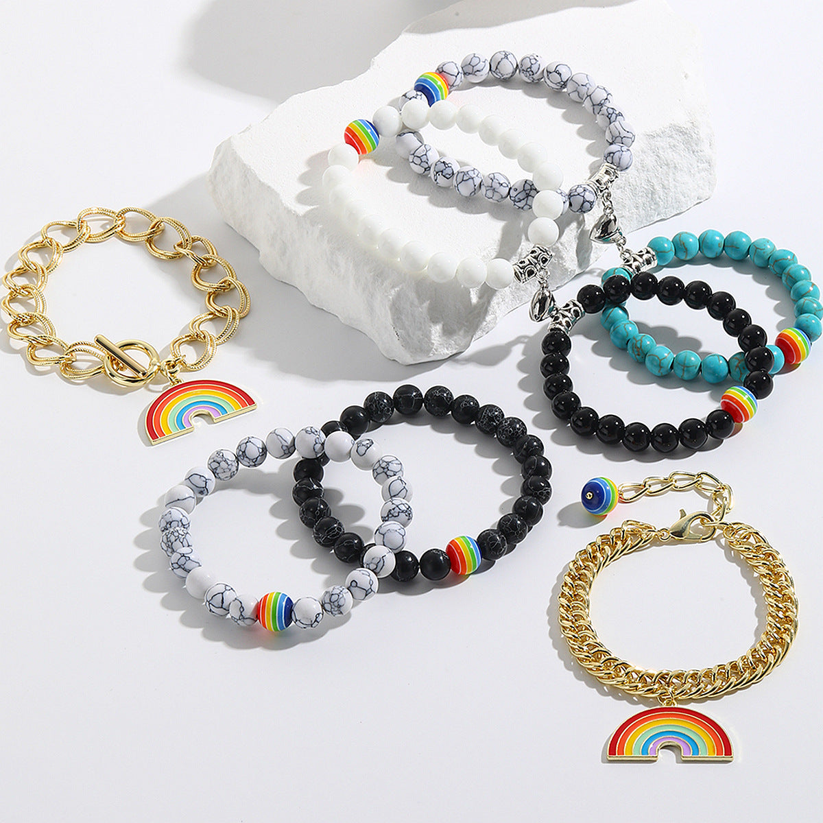 Heart Geometric Zinc Alloy Magnetic Friendship Bracelet for Women