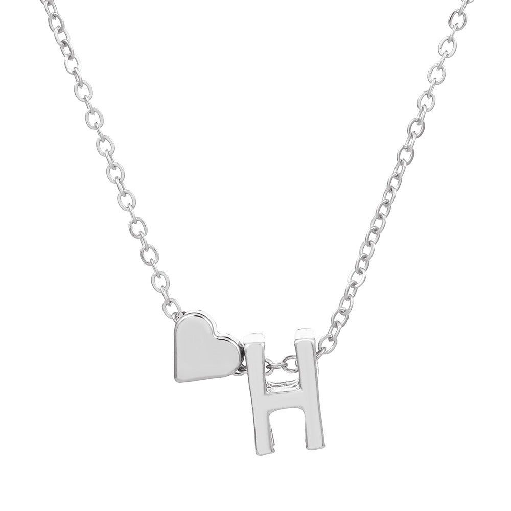 Sweet Heart Letter Alloy Plated Necklace Singapore Chain for Women