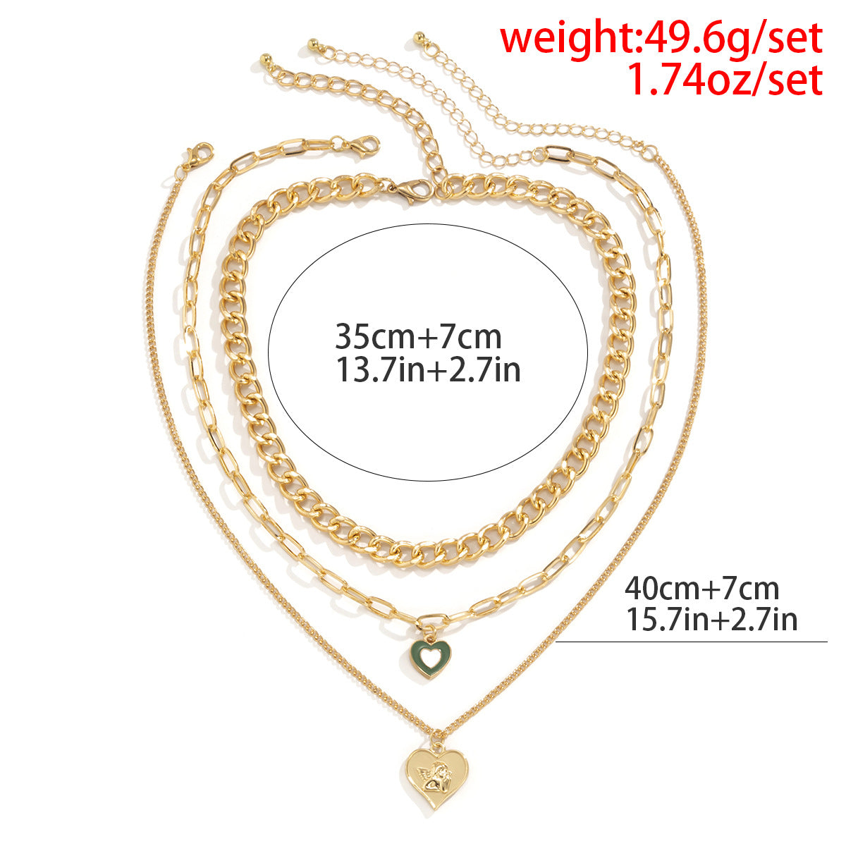 Vintage Heart Drip Oil Alloy Necklace