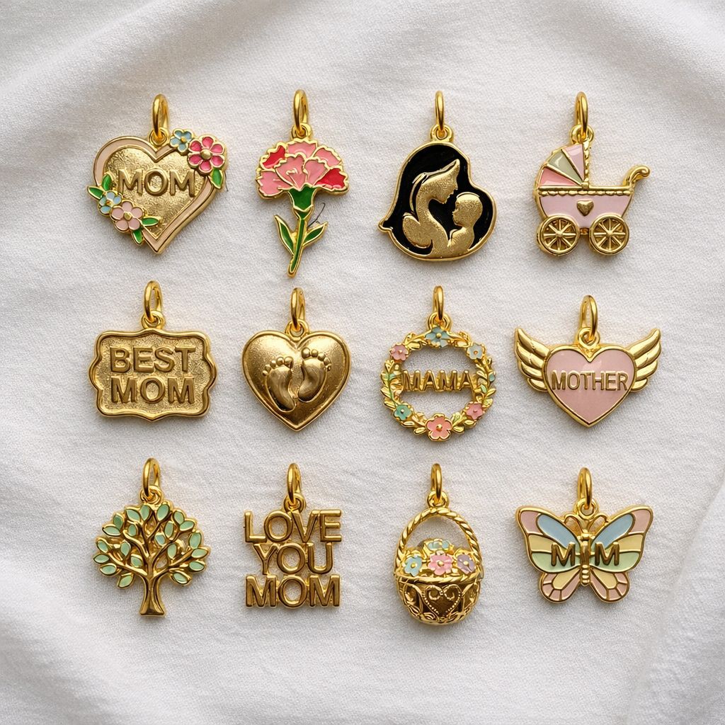 Vintage Floral Geometric Stainless Steel PVD Gold Plated Charm Bar