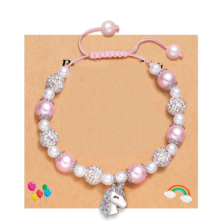 8mm Imitation Pearl Heart Woven Bracelet Unisex Fashion Jewelry Gift