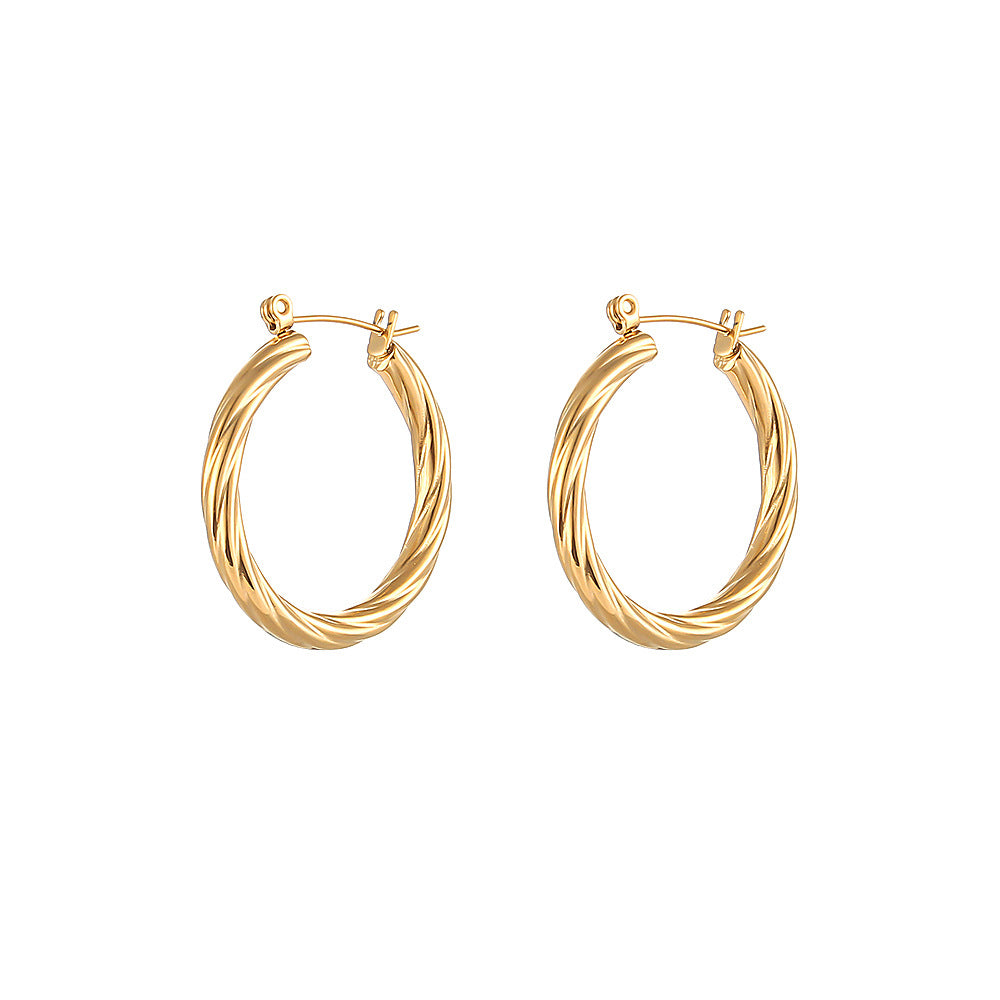 Orecchini da donna in acciaio inossidabile geometrici minimalisti con placcatura in oro 18 carati e finitura smaltata