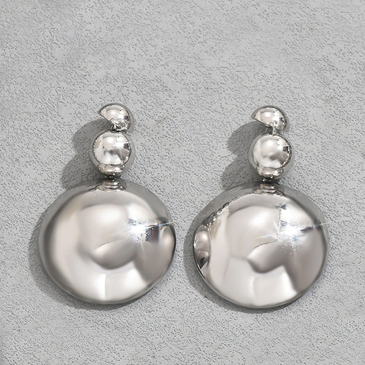 Conjunto de collar y pendientes de moda geométrica para mujer de aleación con cadena de cuentas y acabado chapado