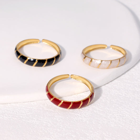 Vintage Style Adjustable Geometric Stainless Steel Ring for Women with Plated Finish and Clean Line Design