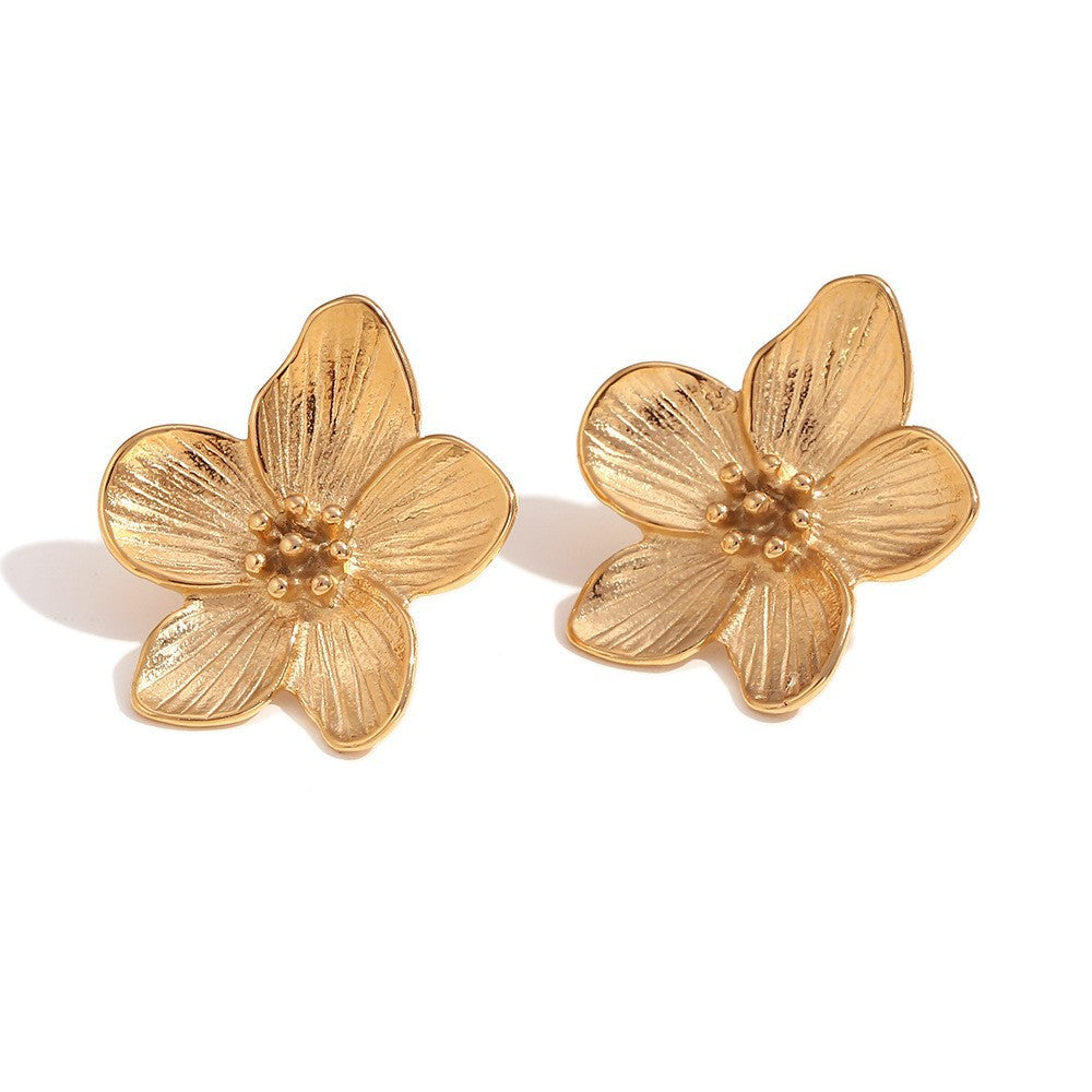 Vintage Floral Ring in Stainless Steel with 18K Gold Plating for Women