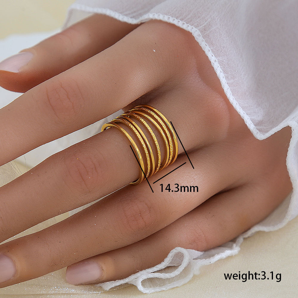 Anello aperto regolabile geometrico in acciaio al titanio con finitura galvanica per donna e uomo, gioielli moderni e minimalisti