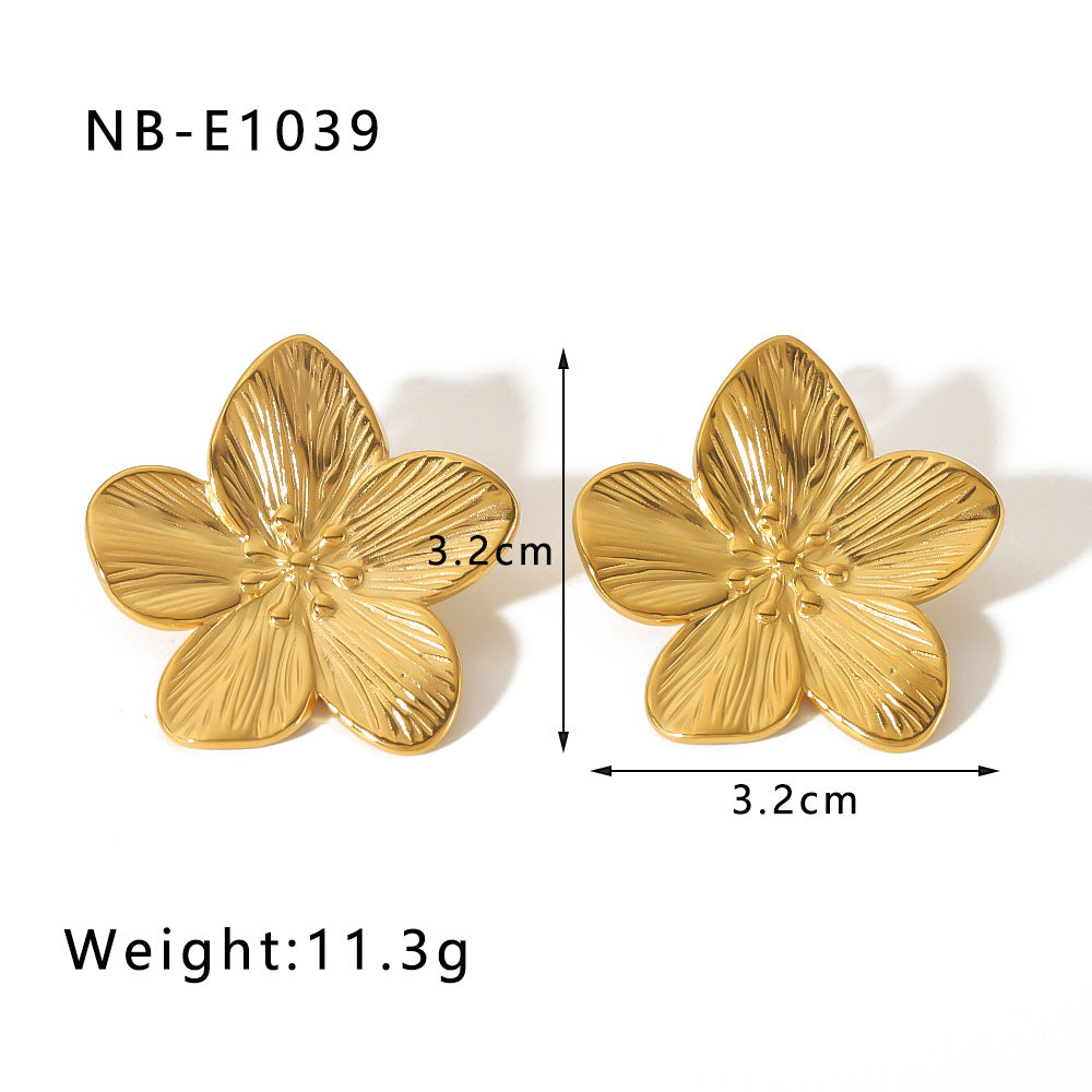 Vintage-Style Butterfly-Shaped Stainless Steel Earrings with 18K Gold Plating for Women