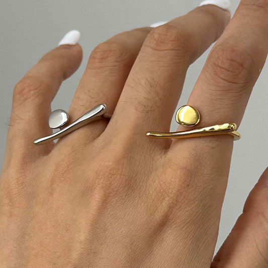 Anillo irregular de acero inoxidable con chapado para mujer, sortija de moda llamativa