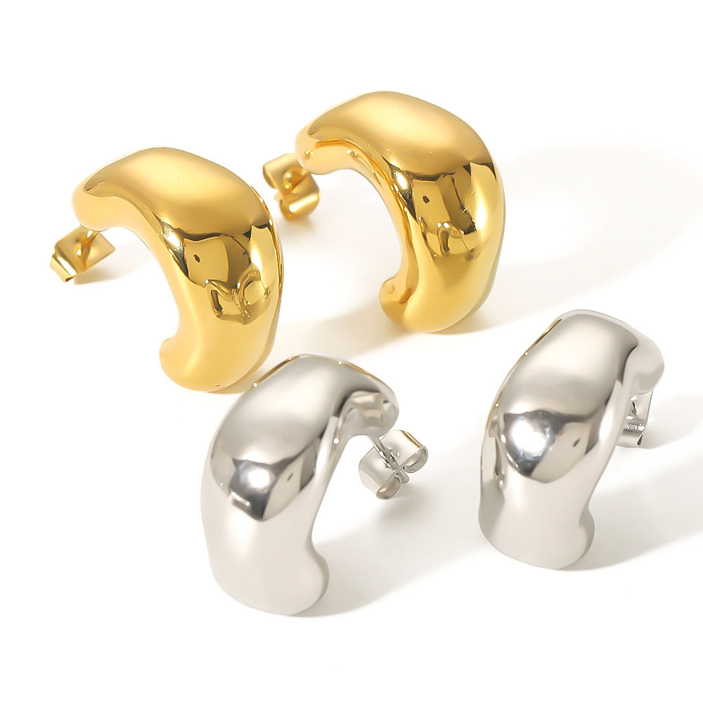 Orecchini geometrici irregolari in acciaio inossidabile con placcatura in oro 18 carati, gioielli da donna alla moda e minimalisti