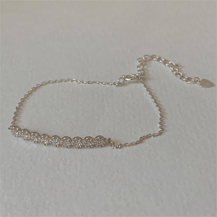 Minimalist 925 Sterling Silver Geometric Cubic Zirconia Bracelet