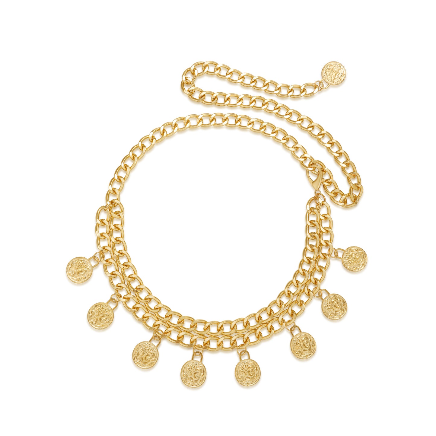 Vintage Floral Carved Tassel Double Layer Body Chain for Women