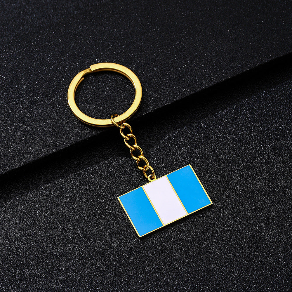 Portachiavi con ciondolo in acciaio inossidabile smaltato stile etnico per uomo e donna, accessorio regalo universale