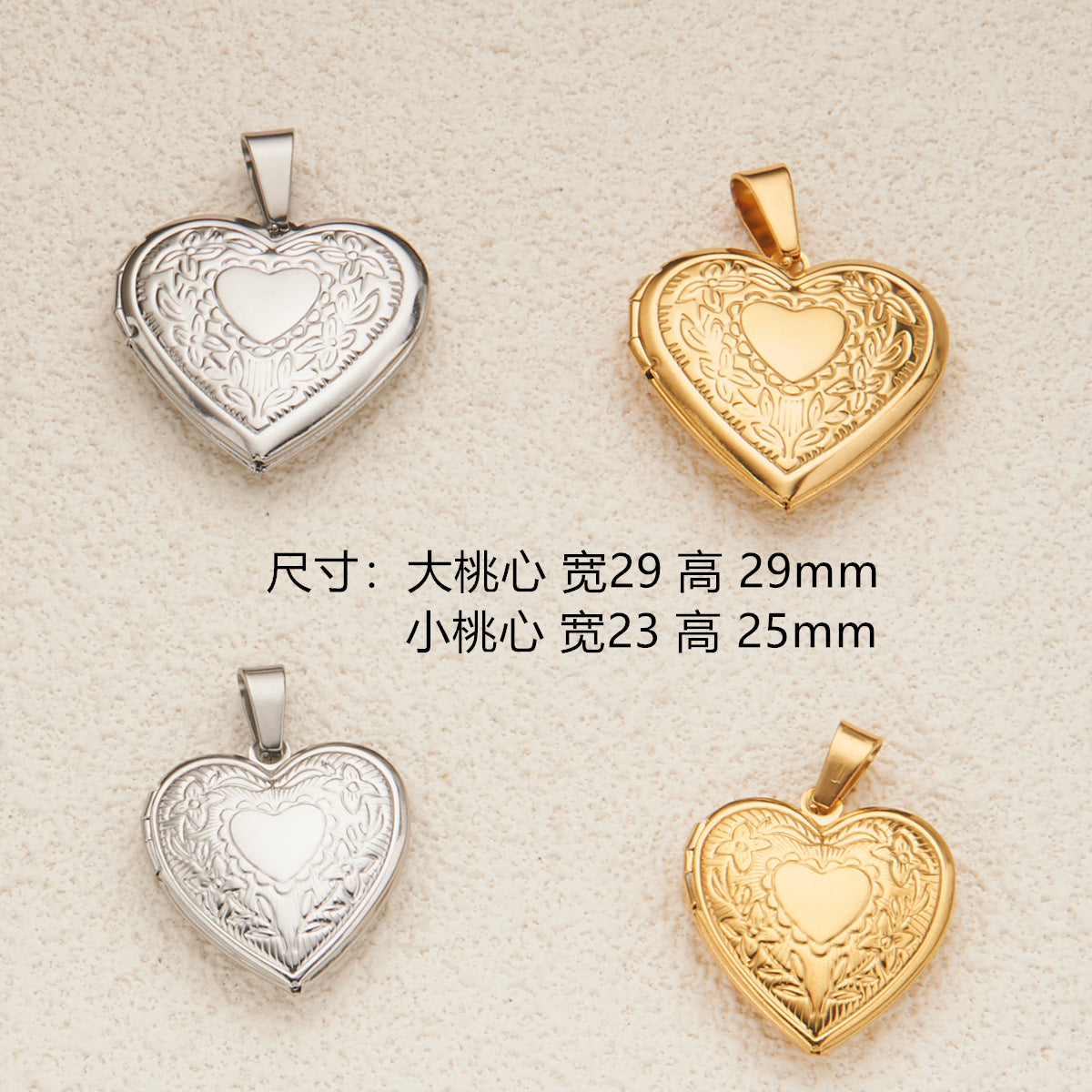 Charm Heart-Shaped Opening Photo Locket Pendant Necklace for Women in Stainless Steel with Plated Finish