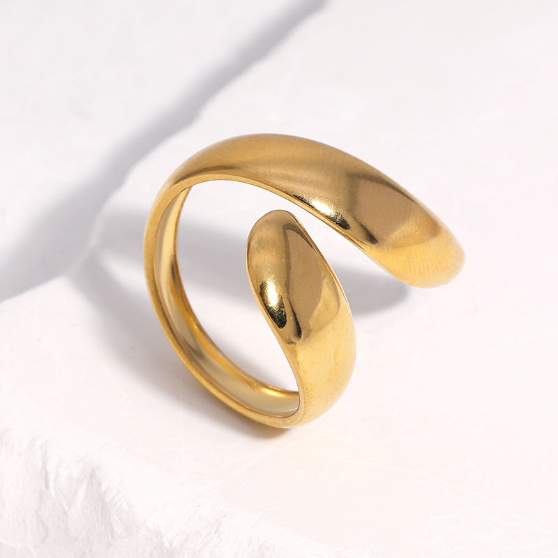 Minimalist Geometric Plated Stainless Steel Open Ring for Women
