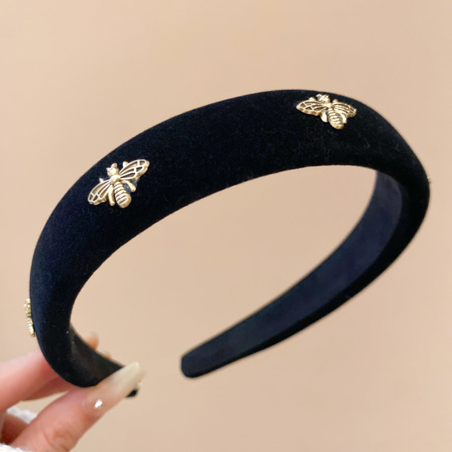 Diadema de perlas minimalista para mujer con estilo retro de otoño e invierno, diadema de tela redonda para peinado de corona alta, accesorio elegante para uso diario en la oficina