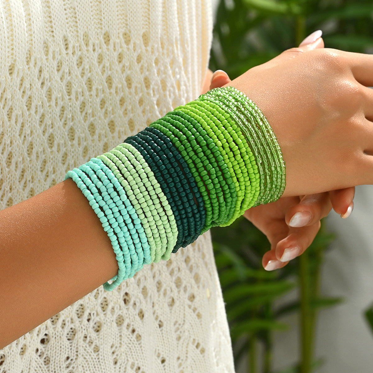 Geometric Minimalist Women's Multi-Layer Bracelet with Colorful Miyu Beads Handmade for Everyday Elegance