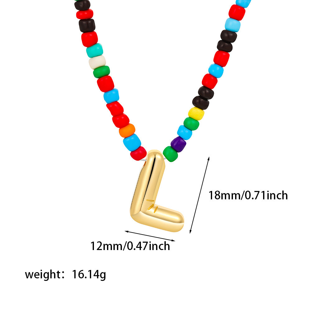 Collana con Lettere Unisex in Acciaio Inossidabile Placcato Oro 18K Casual
