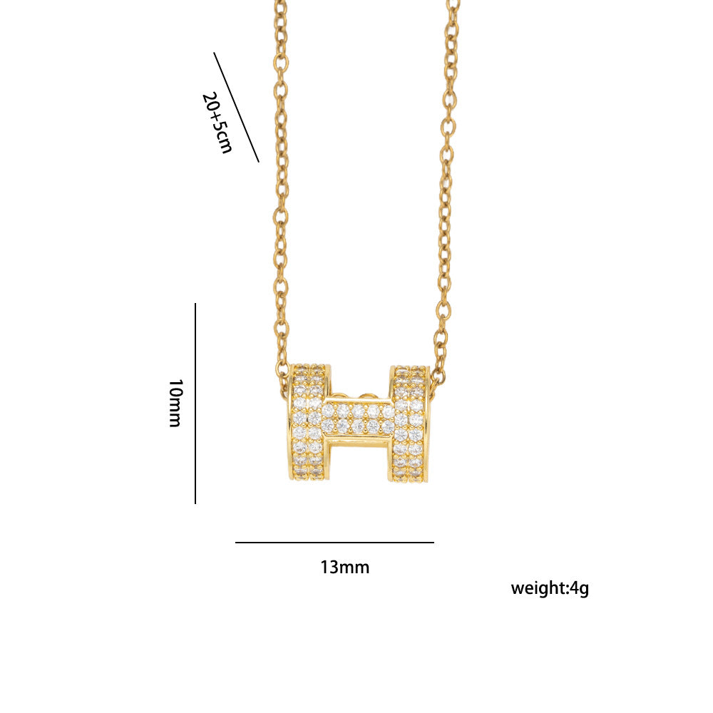Minimalist Luxury Letter Shape Titanium Steel Plated Gold O-Chain Necklace for Women with Hypoallergenic Fade-Resistant Finish