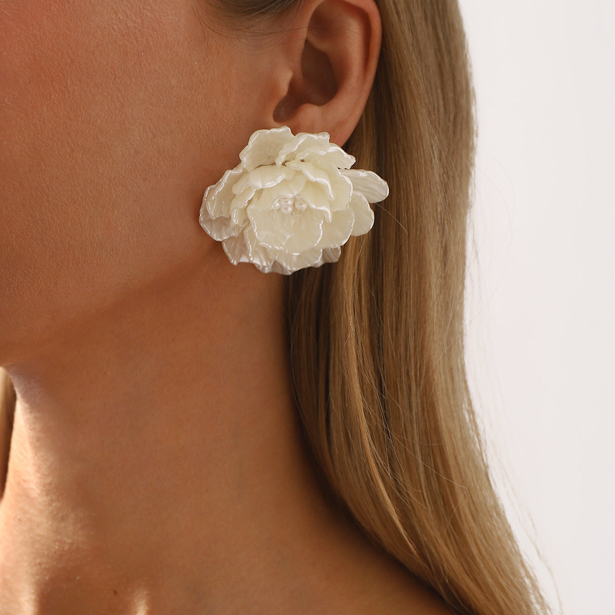 Pendientes de resina con diseño floral de lujo y varias capas tejidas a mano para mujer