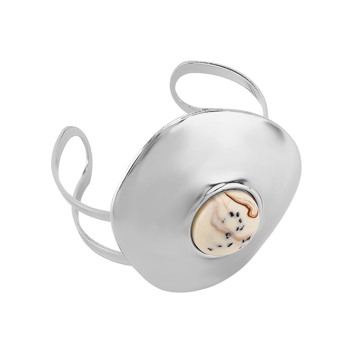 Pulsera redonda geométrica de resina a la moda para mujer con base de aleación y acabado chapado