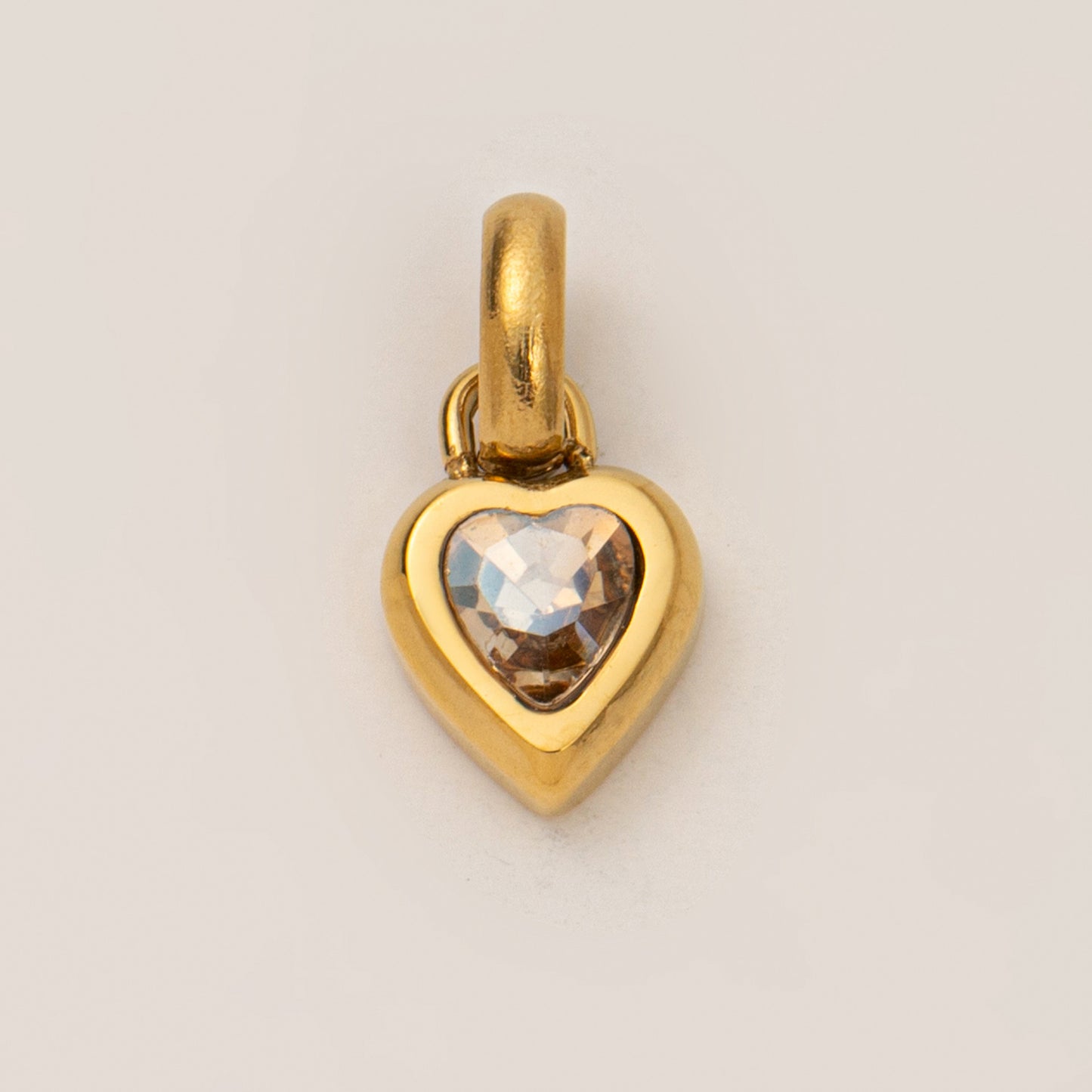 Minimalist Heart Letter Titanium Steel Plated Gemstone Pendant Charm Bar for Women