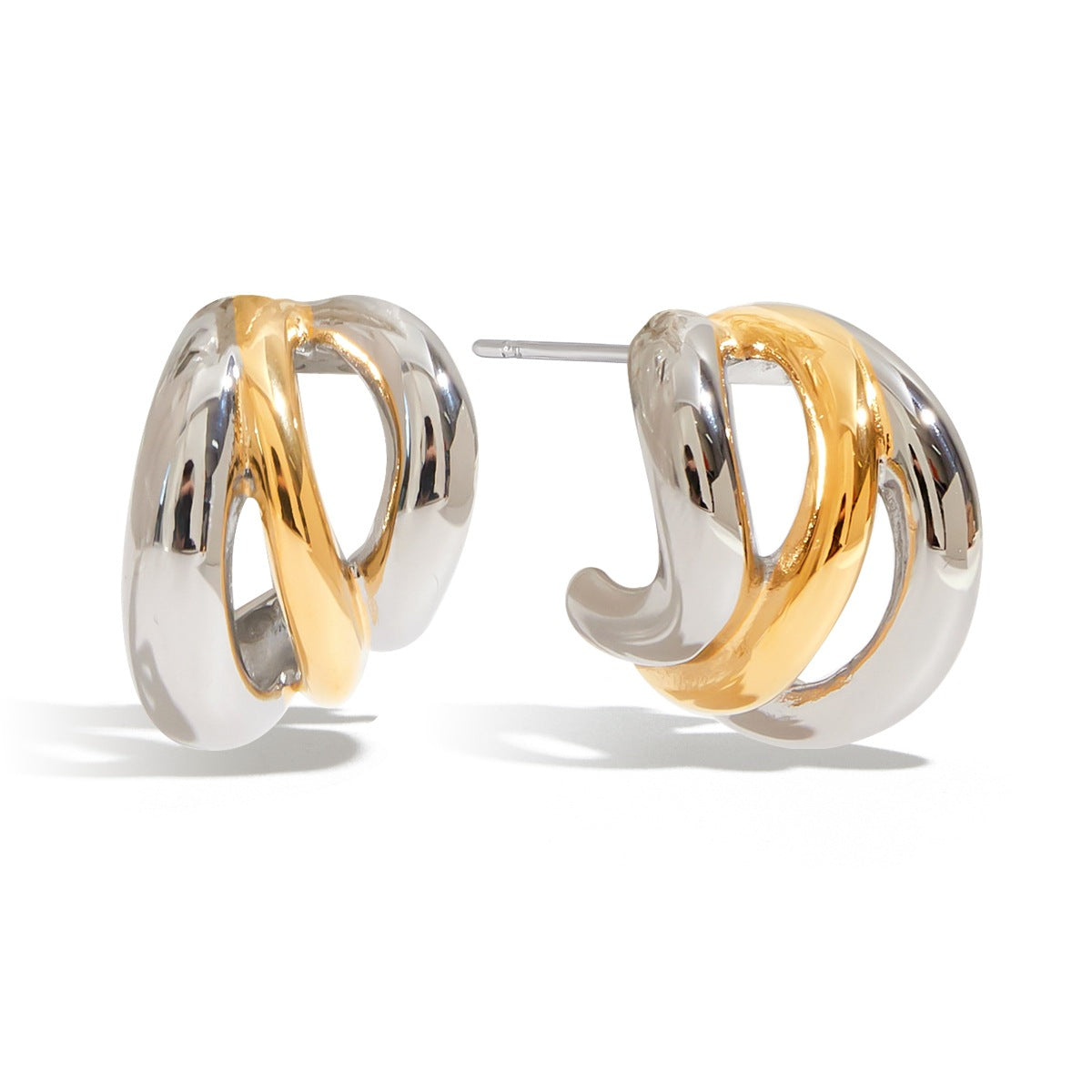 Minimalist Geometric C-Shape Plated Stainless Steel Earrings for Women
