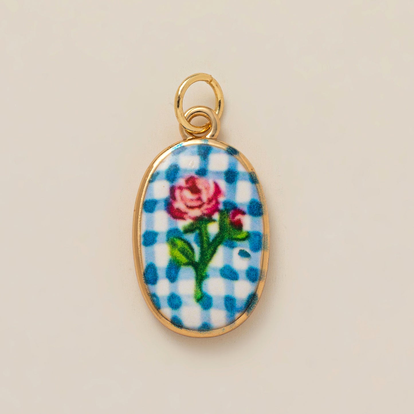 Minimalist Sweet Round Heart Floral Brass Drip Oil Plated Charm Bar Pendant