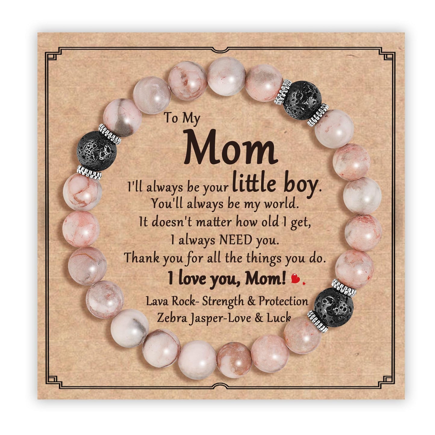 Unisex Heart Natural Stone Beaded Bracelet