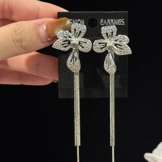 Minimalist Floral Earrings with Zircon Inlay on Stainless Steel Posts for Women Elegant Lightweight Luxury Ear Jewelry