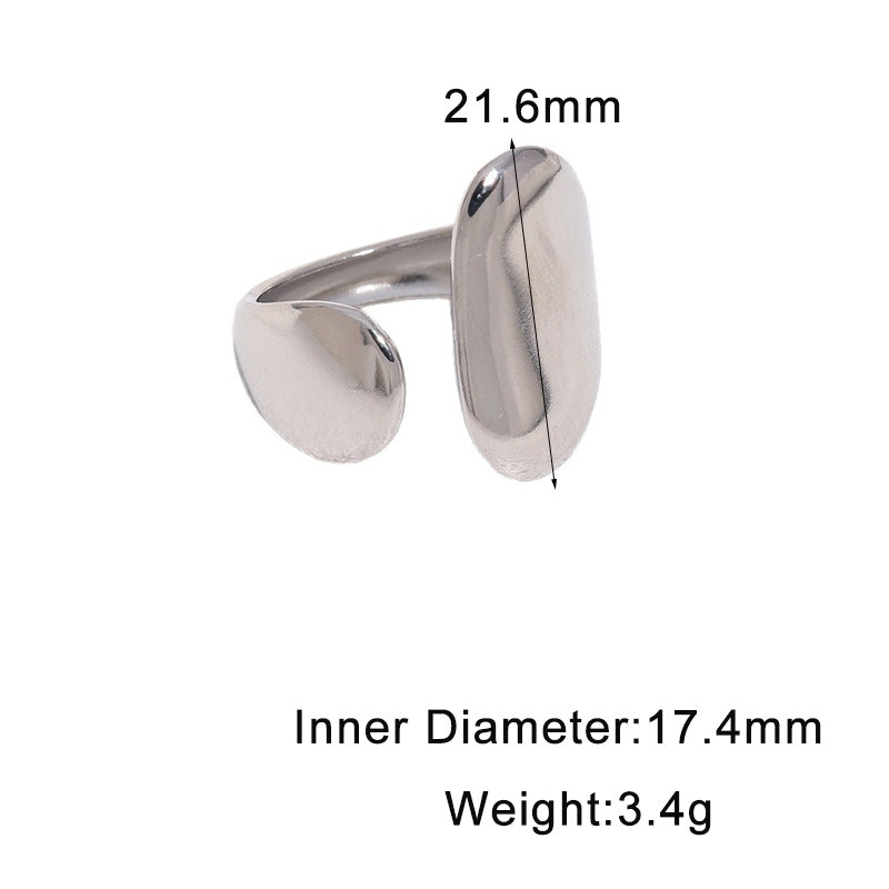 Minimalist Geometric Gold Plated Stainless Steel Open Ring for Women
