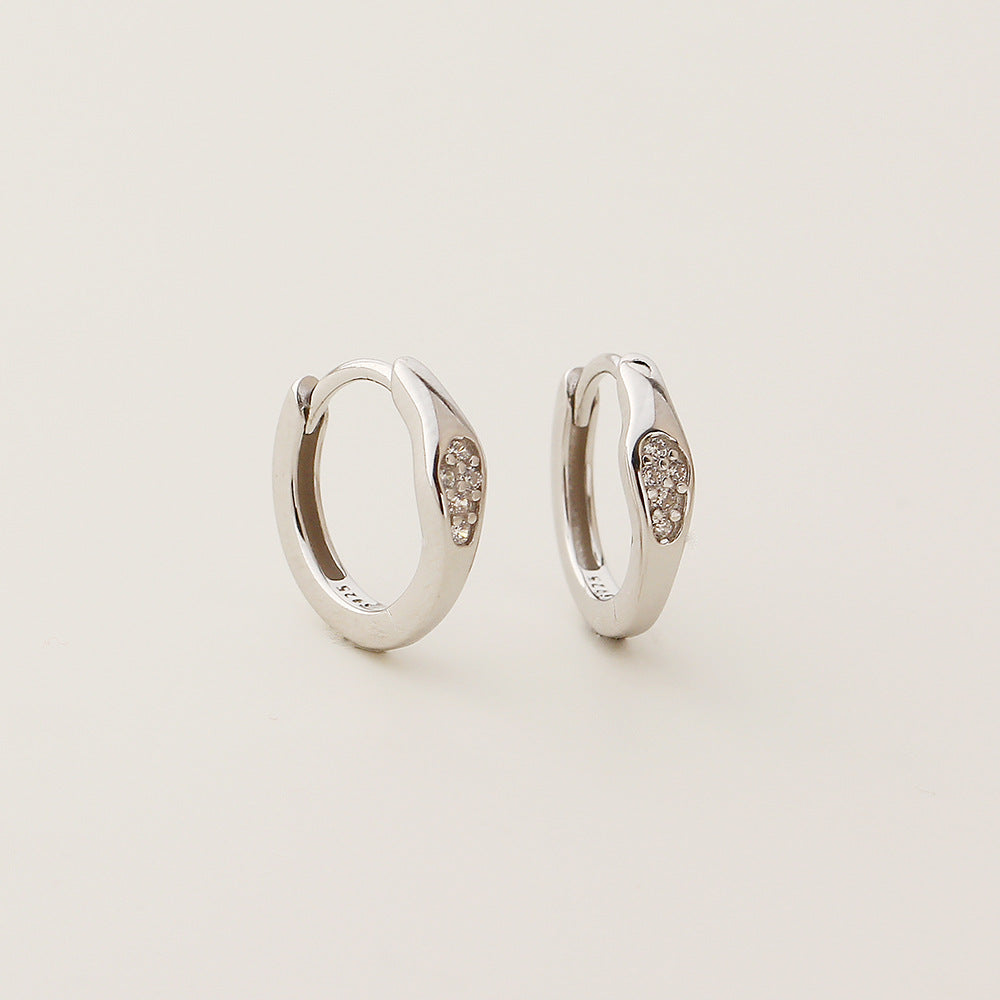 Pendientes trepadores geométricos minimalistas de plata de ley 925 con incrustaciones de diamantes de imitación para mujer