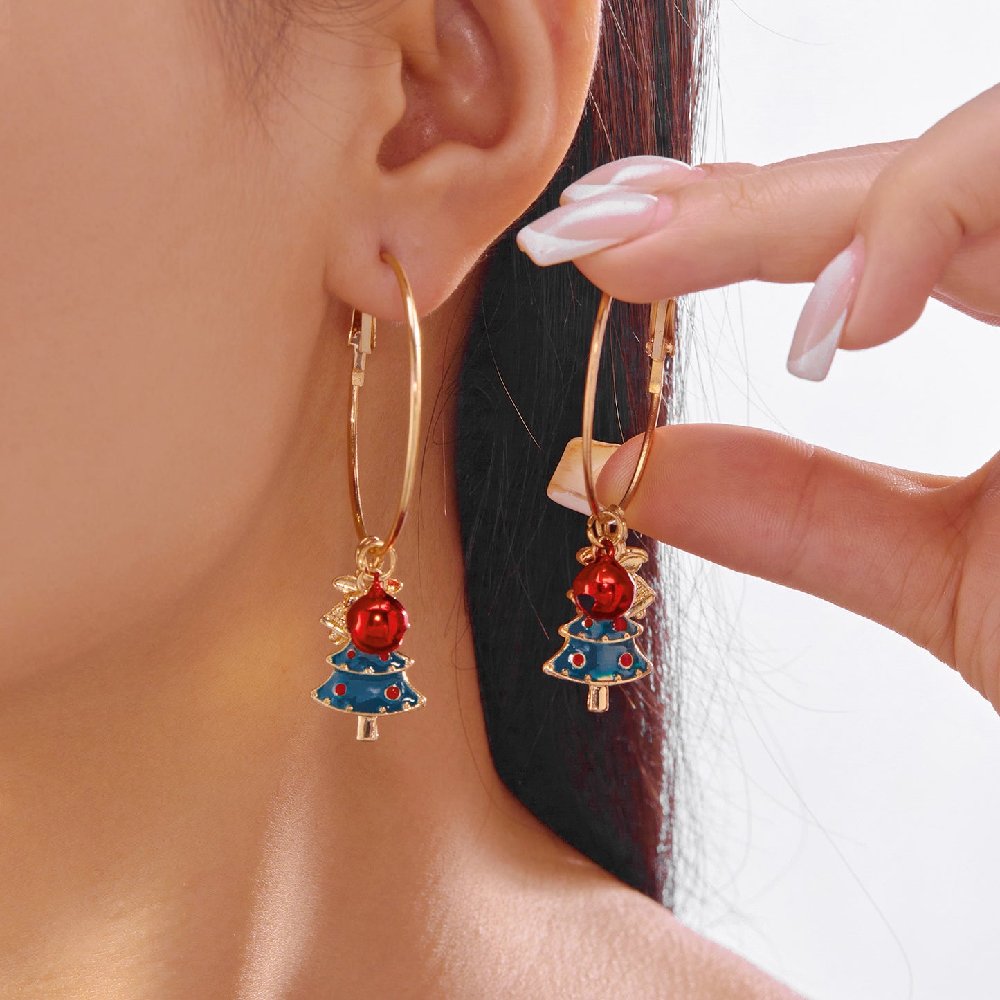 Pendientes creativos de campana y árbol de hombre de jengibre navideños para mujer con construcción acrílica y postes de acero inoxidable