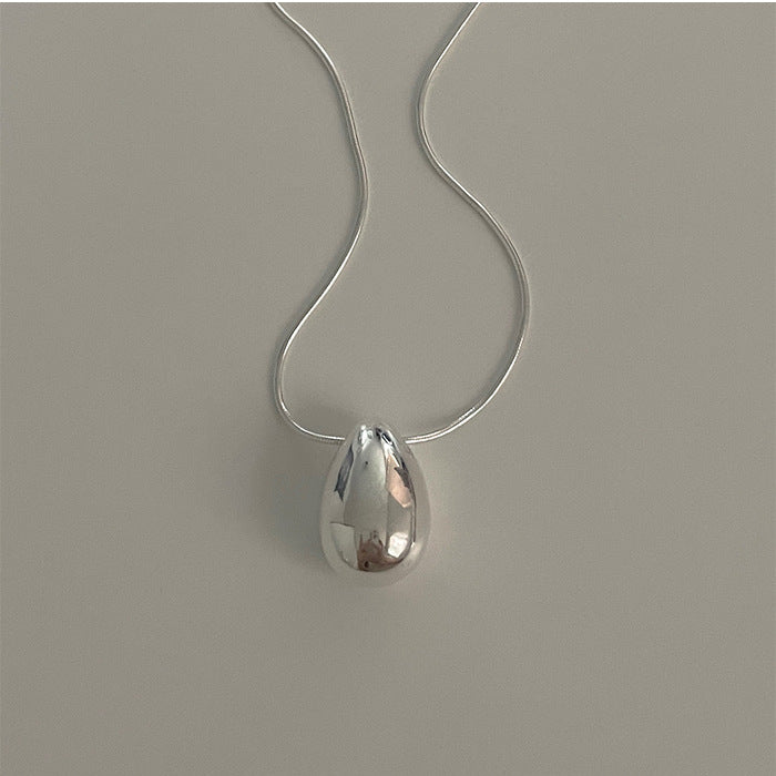 Sweet Minimalist Teardrop Pendant Necklace in 925 Sterling Silver with Geometric Accents