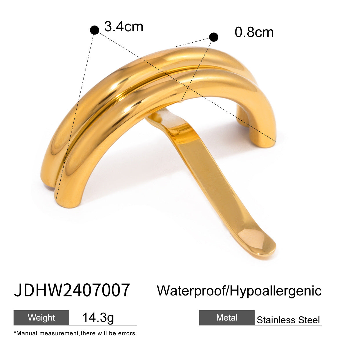 Pettine Minimalista Geometrico in Acciaio Inossidabile con Finitura Placcata per Acconciature Eleganti