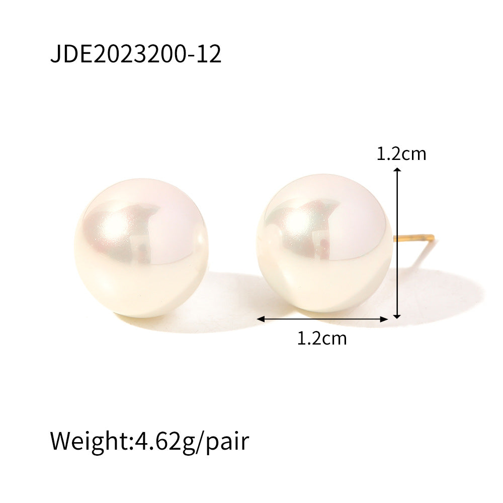 Geometric Stainless Steel Plated Pearl Earrings for Women