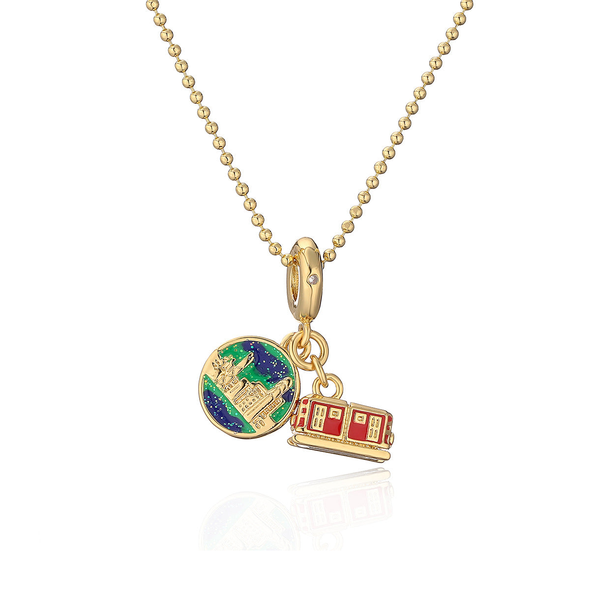 Minimalist Airplane-Shaped Pendant Necklace for Women with Copper Base and Gold Plating Enamel Finish