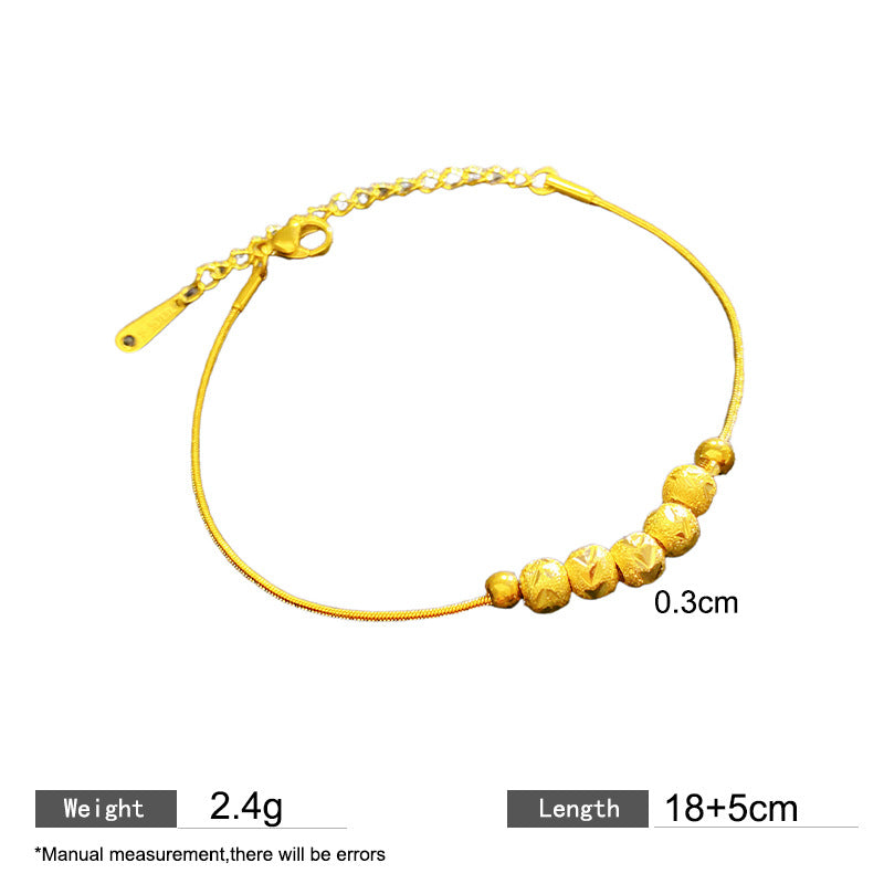 Vintage Minimalist Round Geometric Titanium Steel Plated Snake Chain Bracelet
