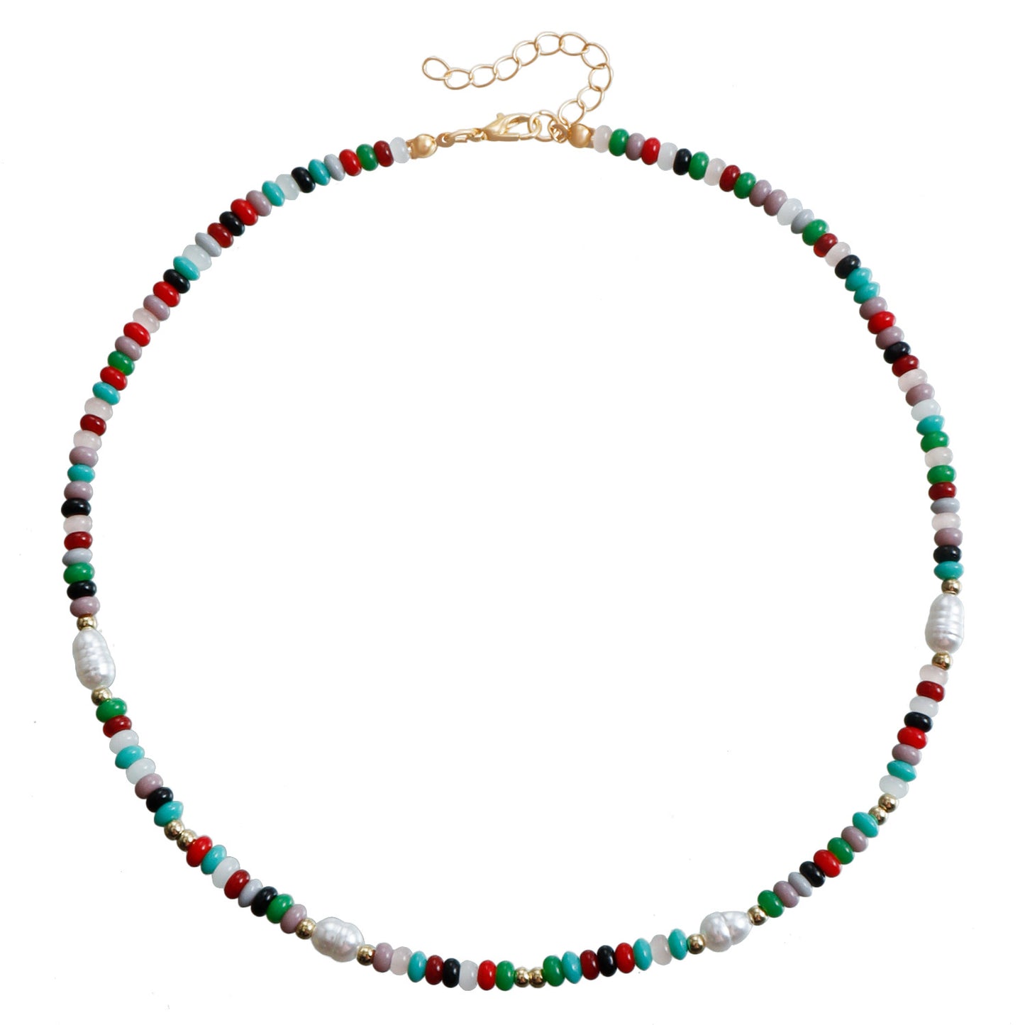 Gargantilla de cuentas de colores con perlas, estilo dopamina, para mujer, con diseño geométrico y colgante de aleación galvanizado