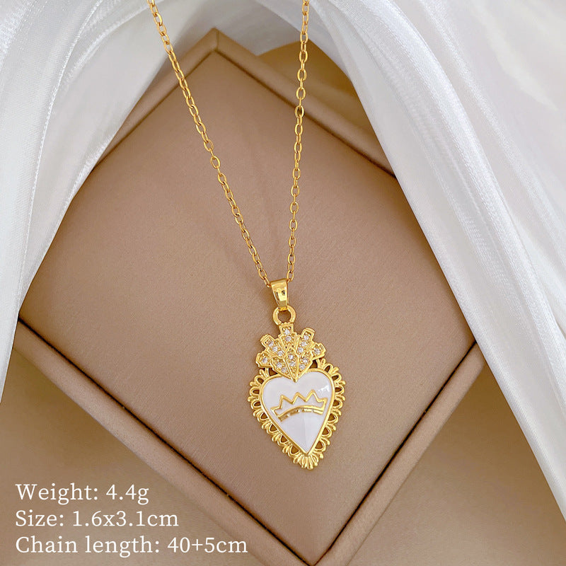 Collana Geometrica con Cielo Stellato da Donna con Strass Micro-Incastonati in Acciaio al Titanio, Stile Dolce, Fresco e Minimalista
