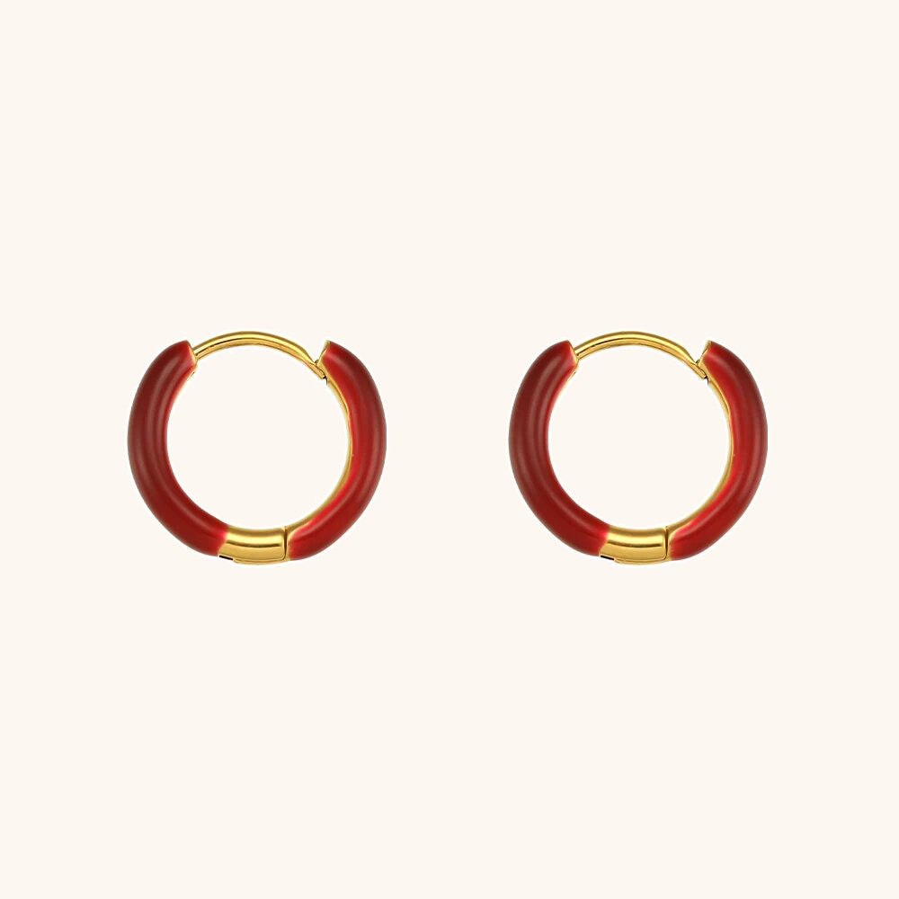 Fashion Geometric Donut Hoop Earrings Stainless Steel 18K Gold Plated Water Wave Enamel for Women