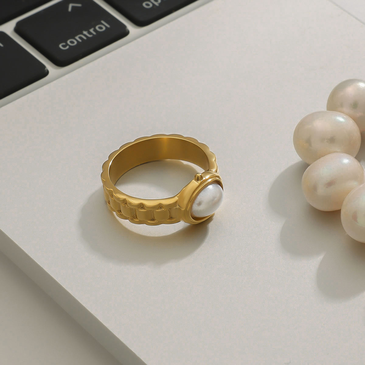 Geometric Plated Stainless Steel Ring for Women