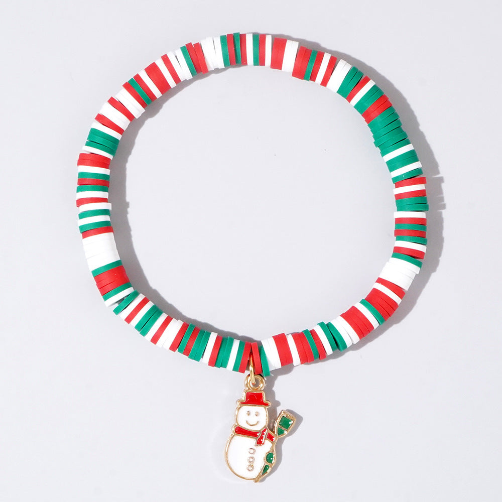 Sweet Handmade Resin Letter Geometric Beaded Bracelet Set Christmas Gift